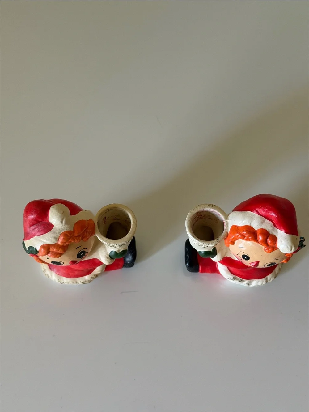 Napcoware Raggedy Ann Christmas Candleholders Pair
